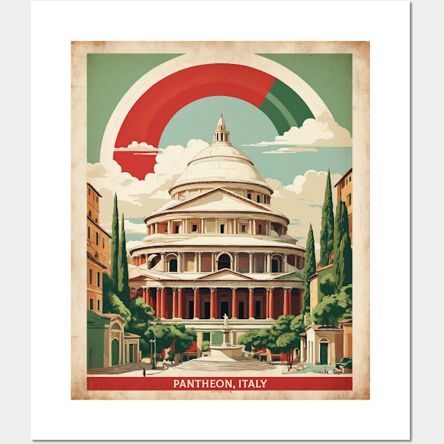 Pantheon Italy Vintage Tourism Travel Poster Wall Art by TravelersGems